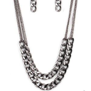 Paparazzi Urban Culture Black Necklace & Earring Set